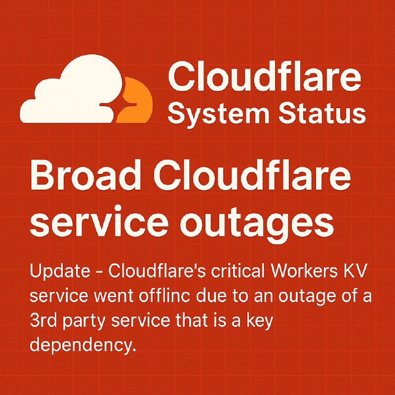 Cloudflare 服务 6.13 大规模故障故障起点：北京时间6月13日03点受影响的服务Access、WARP、浏览器隔离、浏览器渲染、Durable Objects（仅限SQLite支持）、Workers KV、实时服务、Workers AI、Stream、部分Cloudflare仪表板、Turnstile、AI Gateway、AutoRAG事件进度Cloudflare的关键Workers KV服务因第三方服务的故障而停机，导致多个依赖该服务的产品无法使用Cloudflare工程团队正在全力恢复服务，预计会出现间歇性错误