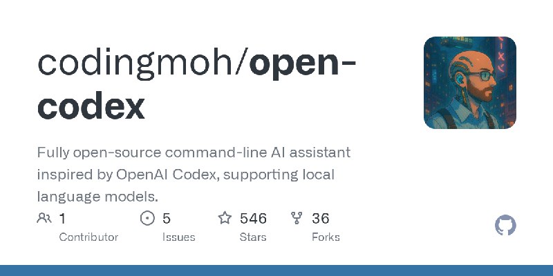 GitHub - codingmoh/open-codex: Fully open-source command-line AI assistant inspired by OpenAI Codex, supporting local language…