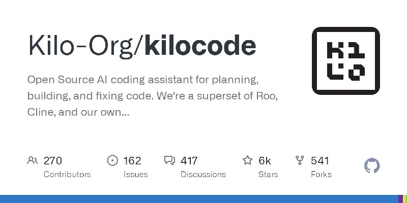 GitHub - Kilo-Org/kilocode: Open Source AI coding assistant for planning, building, and fixing code. We're a superset of Roo, Cline…