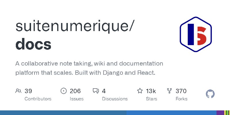 GitHub - suitenumerique/docs: A collaborative note taking, wiki and documentation platform that scales. Built with Django and React.