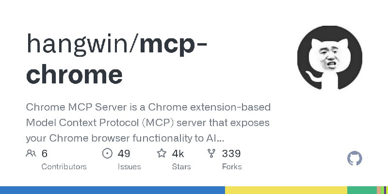 GitHub - hangwin/mcp-chrome: Chrome MCP Server is a Chrome extension-based Model Context Protocol (MCP) server that exposes your…