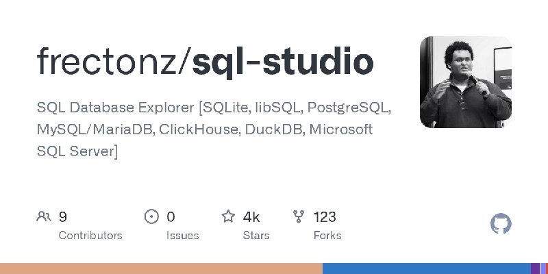 GitHub - frectonz/sql-studio: SQL Database Explorer [SQLite, libSQL, PostgreSQL, MySQL/MariaDB, ClickHouse, DuckDB, Microsoft SQL…