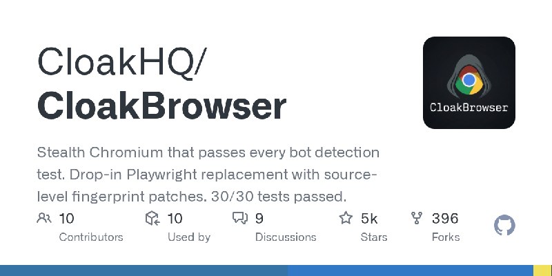 GitHub - CloakHQ/CloakBrowser: Stealth Chromium that passes every bot detection test. Drop-in Playwright replacement with source…