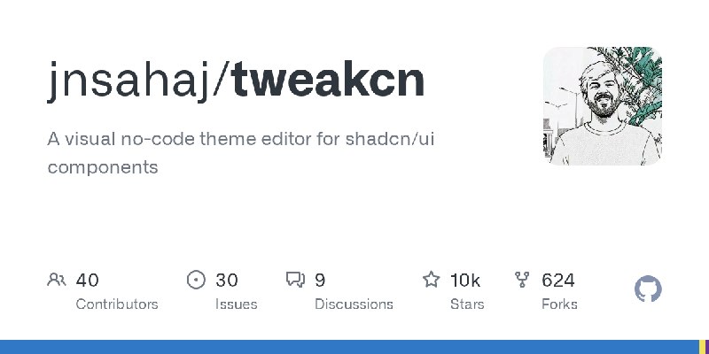 GitHub - jnsahaj/tweakcn: A visual no-code theme editor for shadcn/ui components