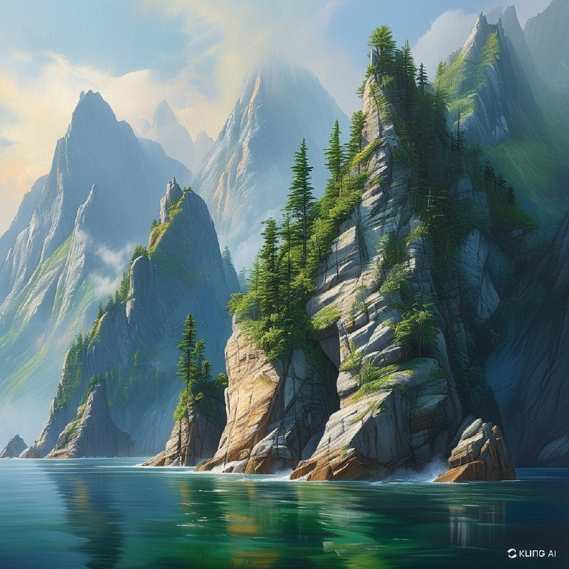 #Bing_Wallpaper“陡峭而峻峭的山峰从纯净的碧蓝水域中陡然升起，其参差不齐的边缘被附着在岩石峭壁上的郁郁葱葱的绿色植被柔化