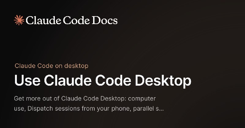 Use Claude Code Desktop - Claude Code Docs
