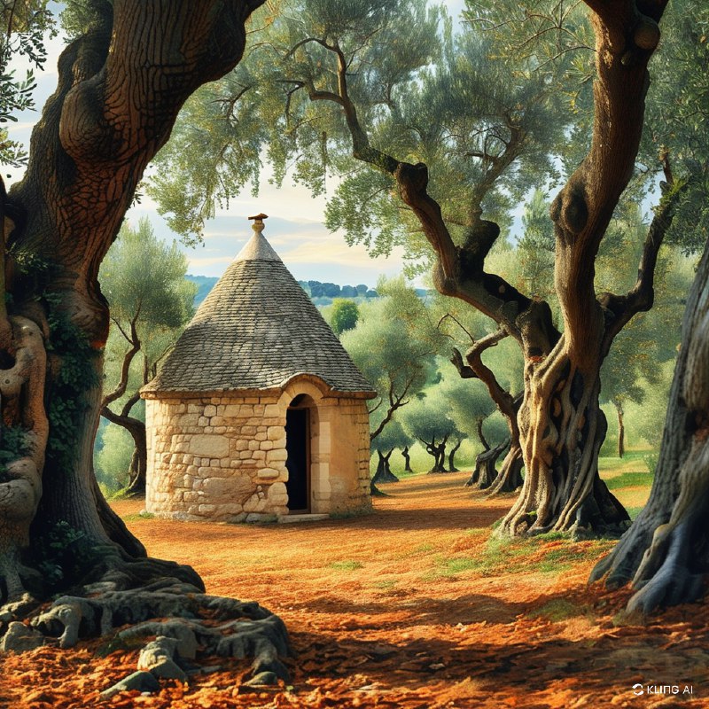 #Bing_Wallpaper意大利普利亚大区伊特里亚山谷中的宁静橄榄林，生长着古老的橄榄树