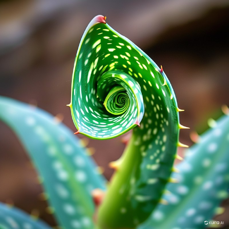 #Bing_WallpaperA close-up of a spiral pattern formed by the leaves of an aloe plant, exhibiting vibrant green hues and sharp, well-defined edges. The background features a blurred natural setting.特写镜头展示了一株芦荟植物叶片形成的螺旋图案，呈现出鲜艳的绿色色调和清晰分明的边缘