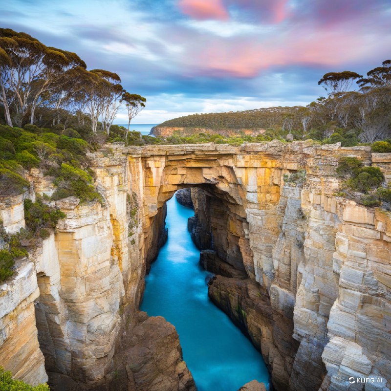 #Bing_Wallpaper令人叹为观止的海边天然拱门，周围是崎岖的悬崖和郁郁葱葱的树木，在壮丽的天空下，澳大利亚塔斯马尼亚州#Bing_Wallpaper令人叹为观止的海边天然拱门，周围是崎岖的悬崖和郁郁葱葱的树木，在壮丽的天空下，澳大利亚塔斯马尼亚州