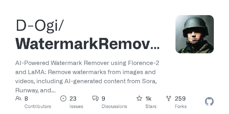 GitHub - D-Ogi/WatermarkRemover-AI: AI-Powered Watermark Remover using Florence-2 and LaMA: Remove watermarks from images and videos…