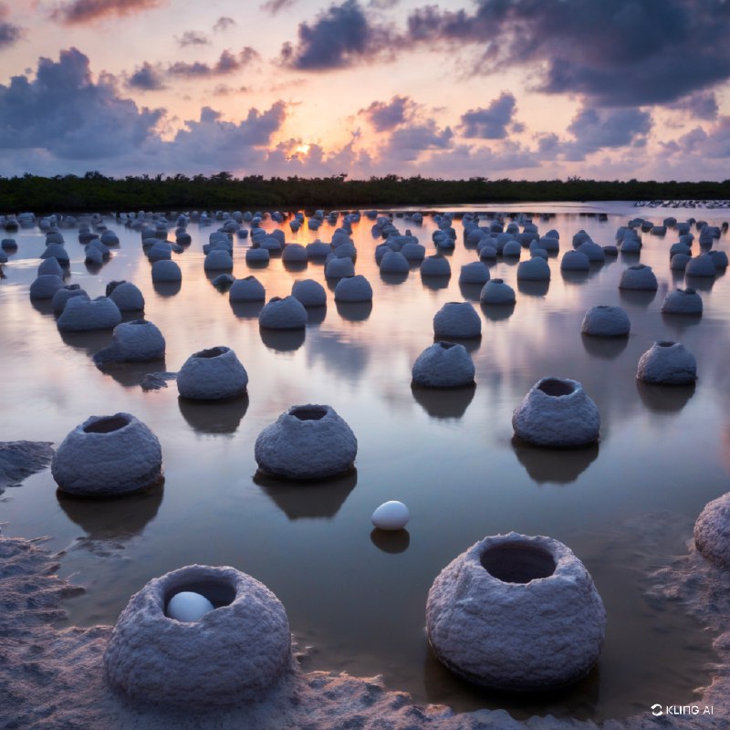 自然与可持续发展的结合巢中的加勒比火烈鸟蛋，里奥拉加托斯自然保护区，尤卡坦州，墨西哥自然与可持续发展的结合巢中的加勒比火烈鸟蛋，里奥拉加托斯自然保护区，尤卡坦州，墨西哥