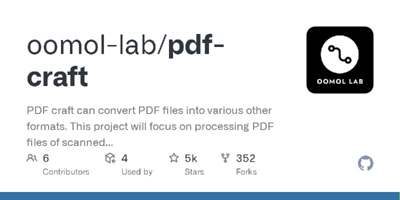 GitHub - oomol-lab/pdf-craft: PDF craft can convert PDF files into various other formats. This project will focus on processing…