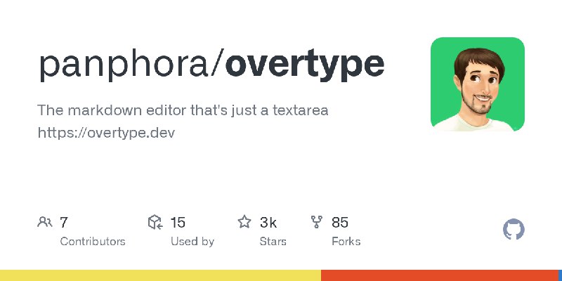 GitHub - panphora/overtype: The markdown editor that's just a textarea https://overtype.dev