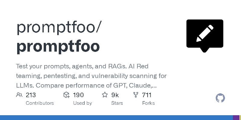 GitHub - promptfoo/promptfoo: Test your prompts, agents, and RAGs. AI Red teaming, pentesting, and vulnerability scanning for LLMs.…