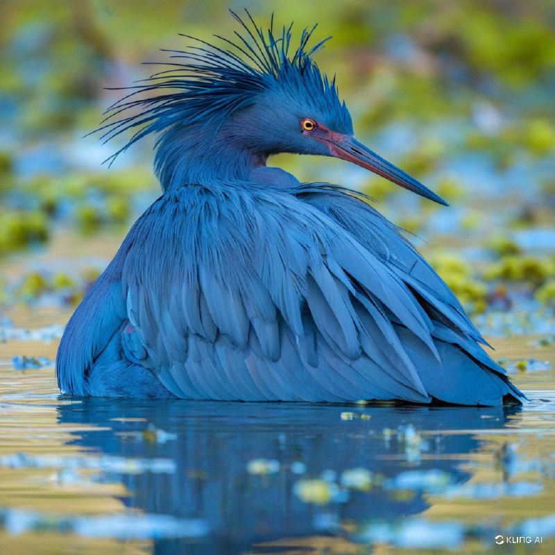 #Bing_Wallpaper一只黑鹭正在展示其标志性的“伞形觅食”技巧，深色的羽毛张开形成一个戏剧性的圆形伞状穹顶，几乎触及水面，营造出一种飘渺而富有层次感的拱形景观