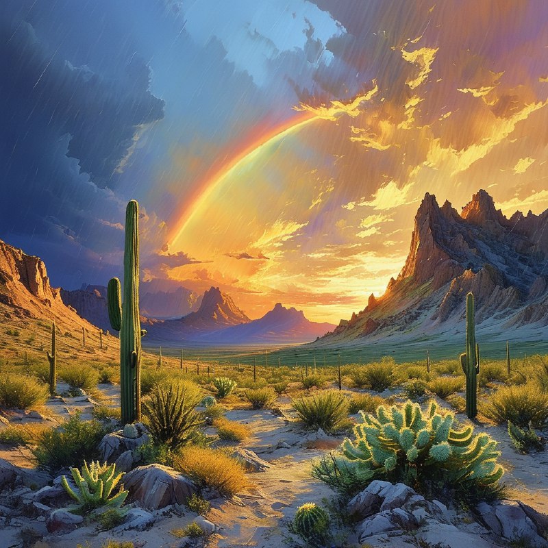 #Bing_Wallpaper亚利桑那州巨型仙人掌国家公园广阔的沙漠景观，以瓦森峰为背景，天空呈现出戏剧性变化