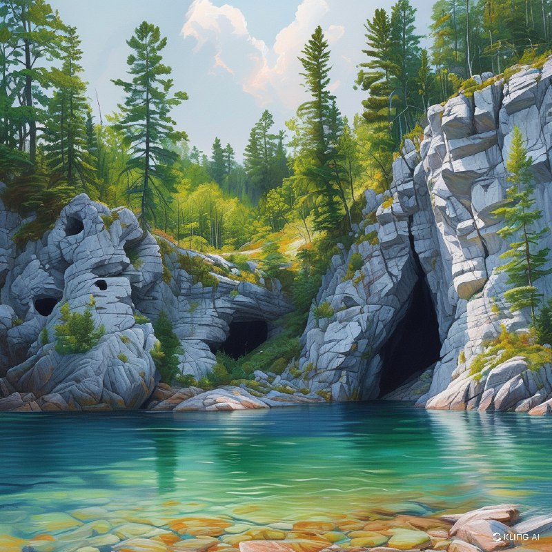 #Bing_Wallpaper“安大略省加拿大布鲁斯半岛国家公园，壮丽的悬崖俯瞰着一片宁静的碧绿海湾，周围环绕着茂密的常青树林