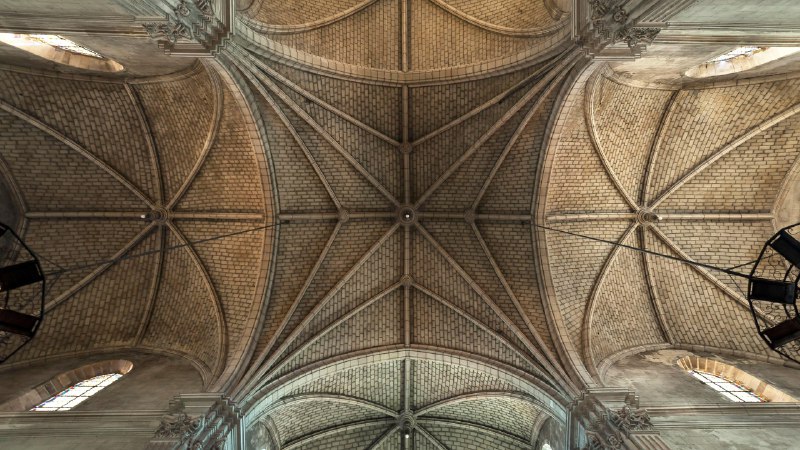 🖼 静谧的石之杰作#Bing_Wallpaper静谧的石之杰作邦港圣母教堂拱顶，莱萨布勒多洛讷，法国 (© Helmut Meyer zur Capellen/Alamy)4K | 1080P