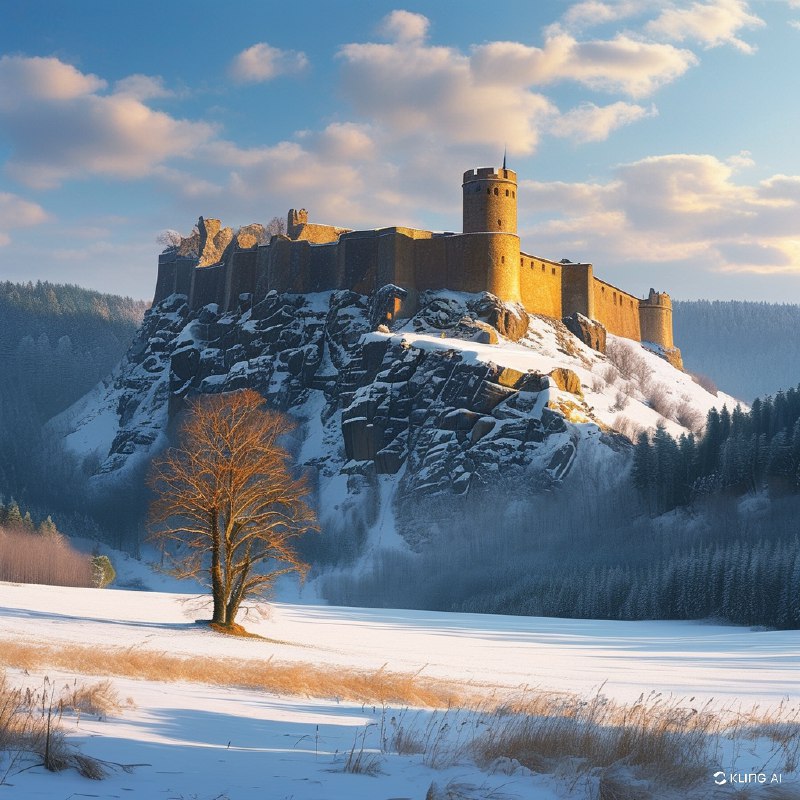 #Bing_Wallpaper位于德国萨克森小瑞士地区的国王石堡垒巍然矗立在陡峭的砂岩高原之上，周围环绕着银装素裹的冬日景色