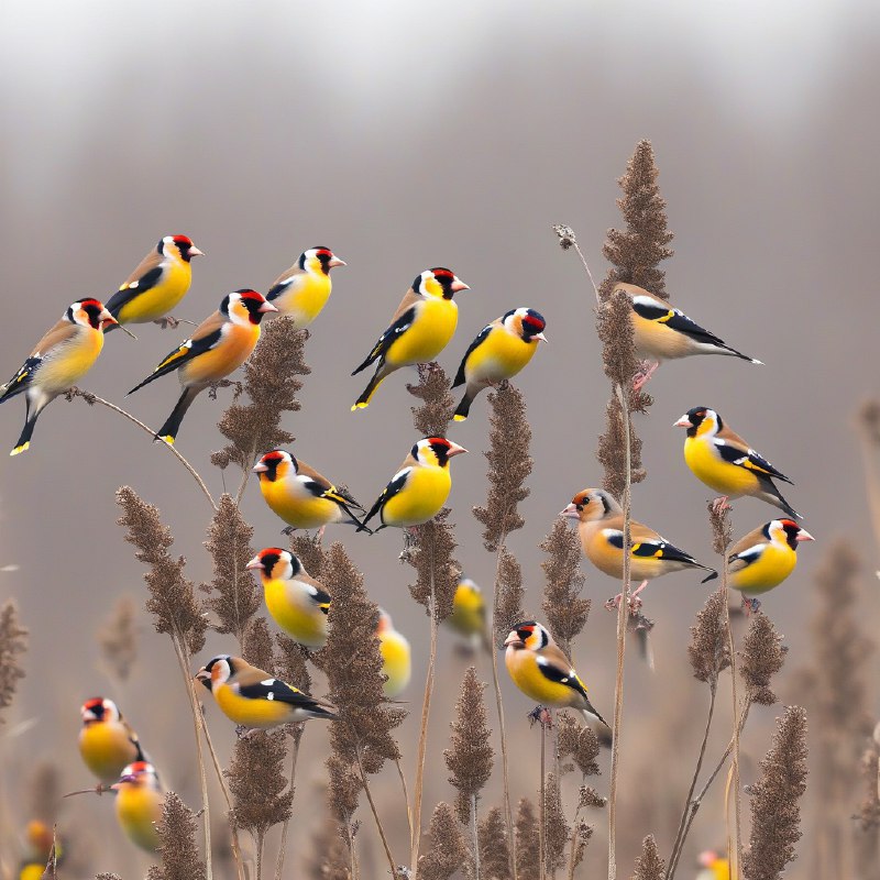 #Bing_Wallpaper“一群充满生机的欧洲金翅雀构成了一幅迷人的景象