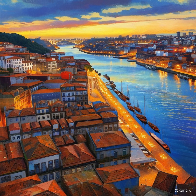#Bing_Wallpaper“葡萄牙波尔图的黄金时刻，俯瞰历史悠久的里贝拉区和杜罗河的全景