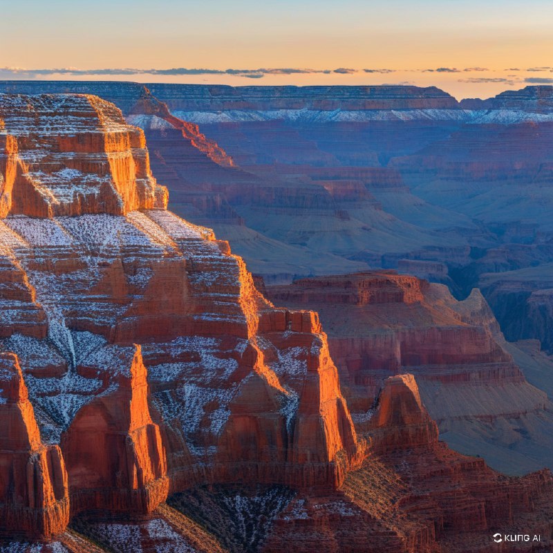 #Bing_Wallpaper“雄伟的祆教神庙无缝地融入亚利桑那州美国大峡谷崎岖的悬崖之中，在日落时分展现出壮丽的景象