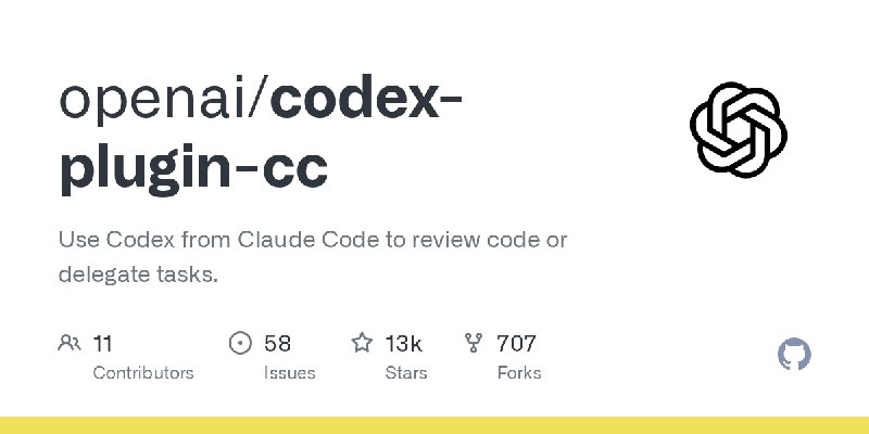 GitHub - openai/codex-plugin-cc: Use Codex from Claude Code to review code or delegate tasks.