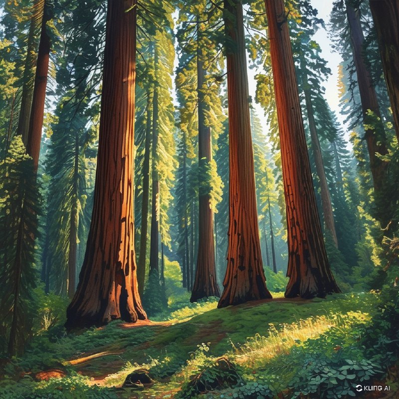 #Bing_Wallpaper“在美国加利福尼亚州红木国家与州立公园中，可以看到一片宁静而引人入胜的景象：高耸入云的红木树群