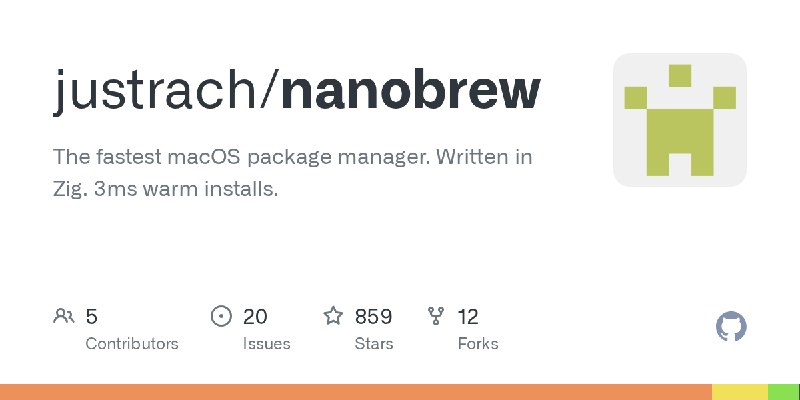 GitHub - justrach/nanobrew: The fastest macOS package manager. Written in Zig. 3ms warm installs.