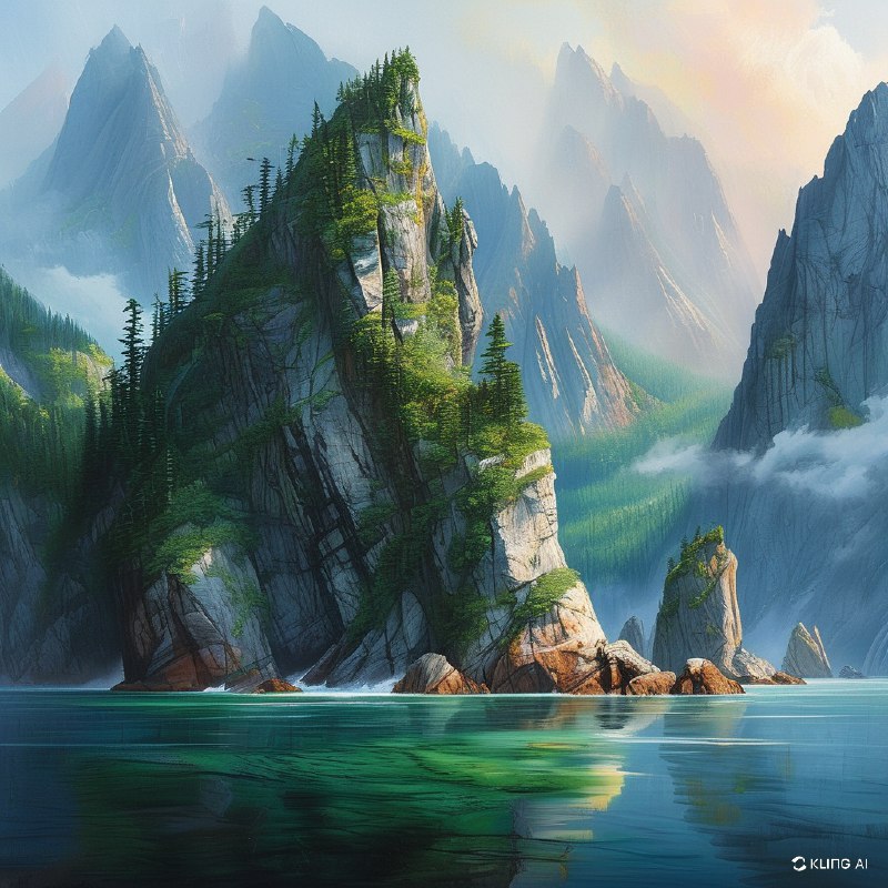 #Bing_Wallpaper“陡峭而峻峭的山峰从纯净的碧蓝水域中陡然升起，其参差不齐的边缘被附着在岩石峭壁上的郁郁葱葱的绿色植被柔化