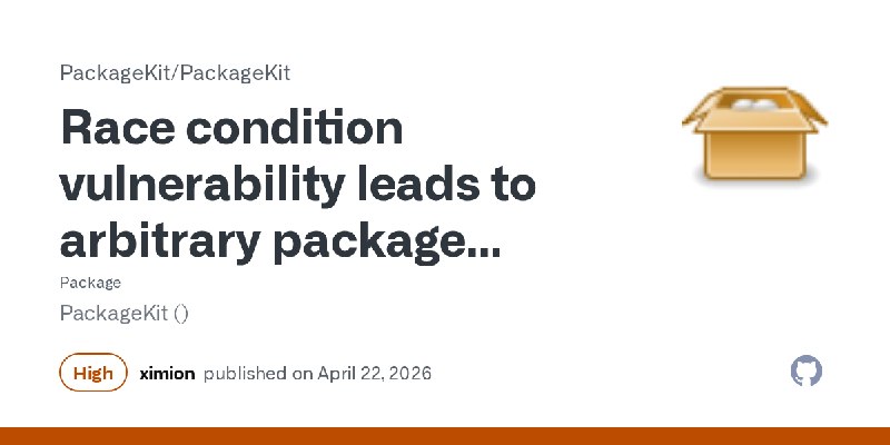 Race condition vulnerability leads to arbitrary package installation as root