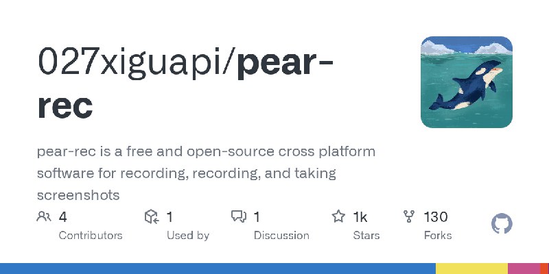 GitHub - 027xiguapi/pear-rec: pear-rec is a free and open-source cross platform software for recording, recording, and taking screenshots