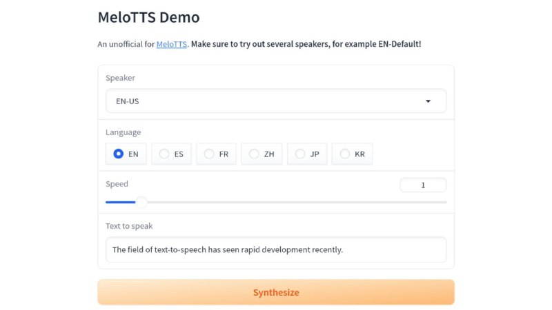 MeloTTS - MyShell 提供的高质量多语言文本转语音工具
