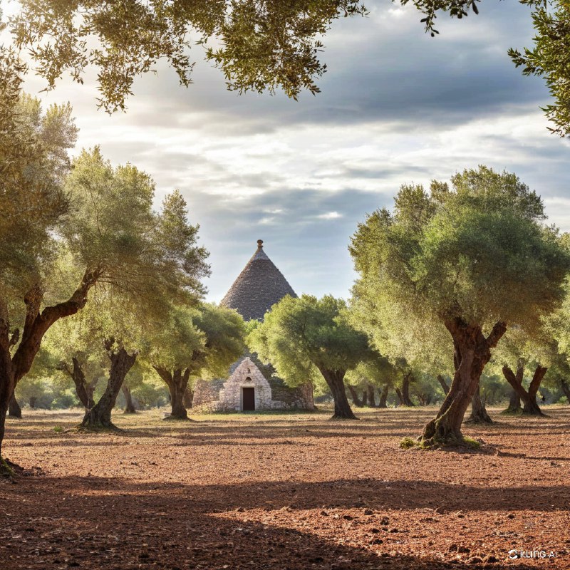 #Bing_Wallpaper意大利普利亚大区伊特里亚山谷中的宁静橄榄林，生长着古老的橄榄树