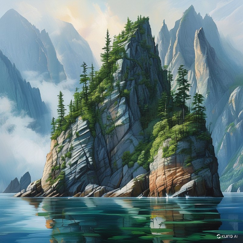 #Bing_Wallpaper“陡峭而峻峭的山峰从纯净的碧蓝水域中陡然升起，其参差不齐的边缘被附着在岩石峭壁上的郁郁葱葱的绿色植被柔化