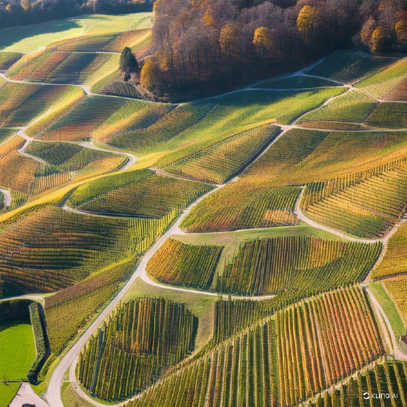 引以为豪的传统秋季葡萄园的鸟瞰图，瓦恩哈尔特，黑森林，德国引以为豪的传统秋季葡萄园的鸟瞰图，瓦恩哈尔特，黑森林，德国