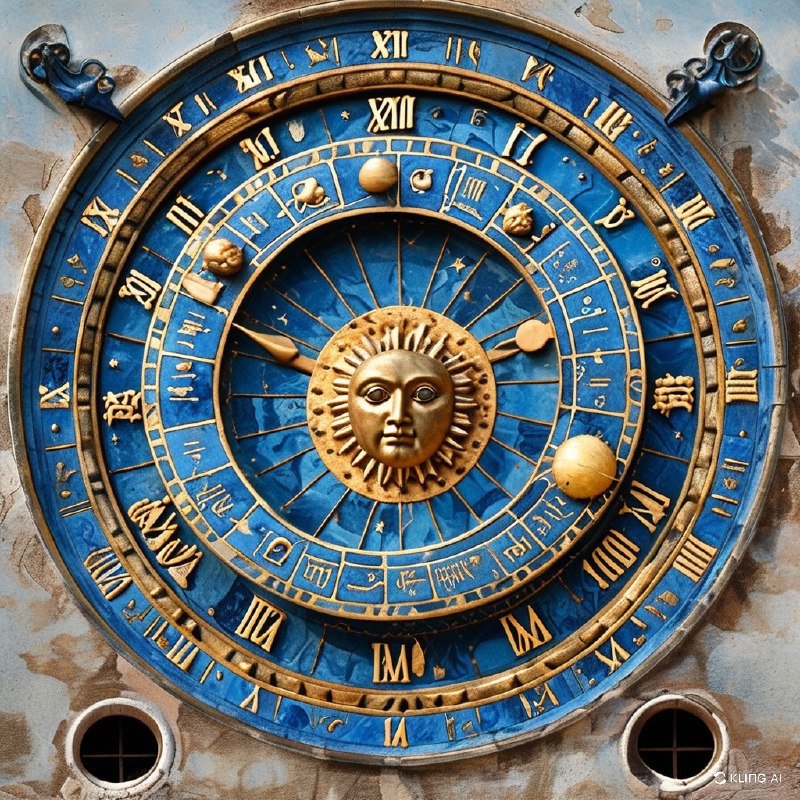 #Bing_Wallpaper威尼斯圣马可钟楼（Torre dell’Orologio）上的天文钟呈现出复杂而迷人的景象，捕捉了时间与天体运转的精髓