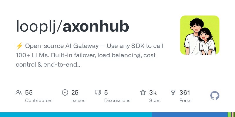 GitHub - looplj/axonhub: ⚡️ Open-source AI Gateway — Use any SDK to call 100+ LLMs. Built-in failover, load balancing, cost control…