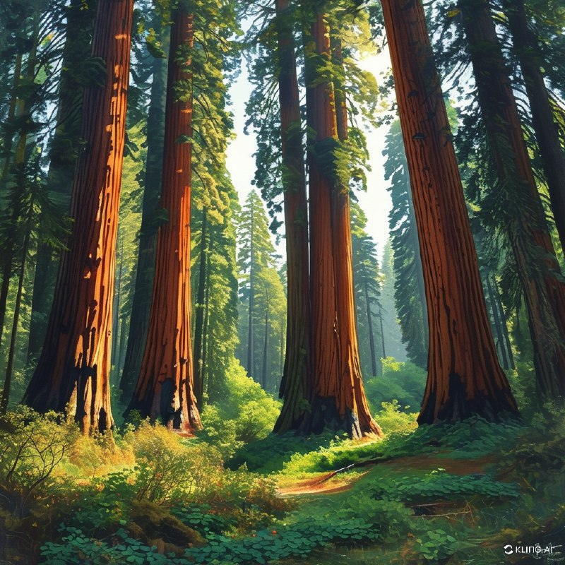 #Bing_Wallpaper“在美国加利福尼亚州红木国家与州立公园中，可以看到一片宁静而引人入胜的景象：高耸入云的红木树群