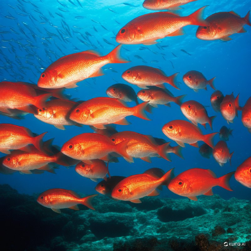 #Bing_Wallpaper在澳大利亚大堡礁附近的深海之中，一群令人着迷的珠光宝气的大眼鲷在深蓝色的海洋背景下绽放出夺目的光芒