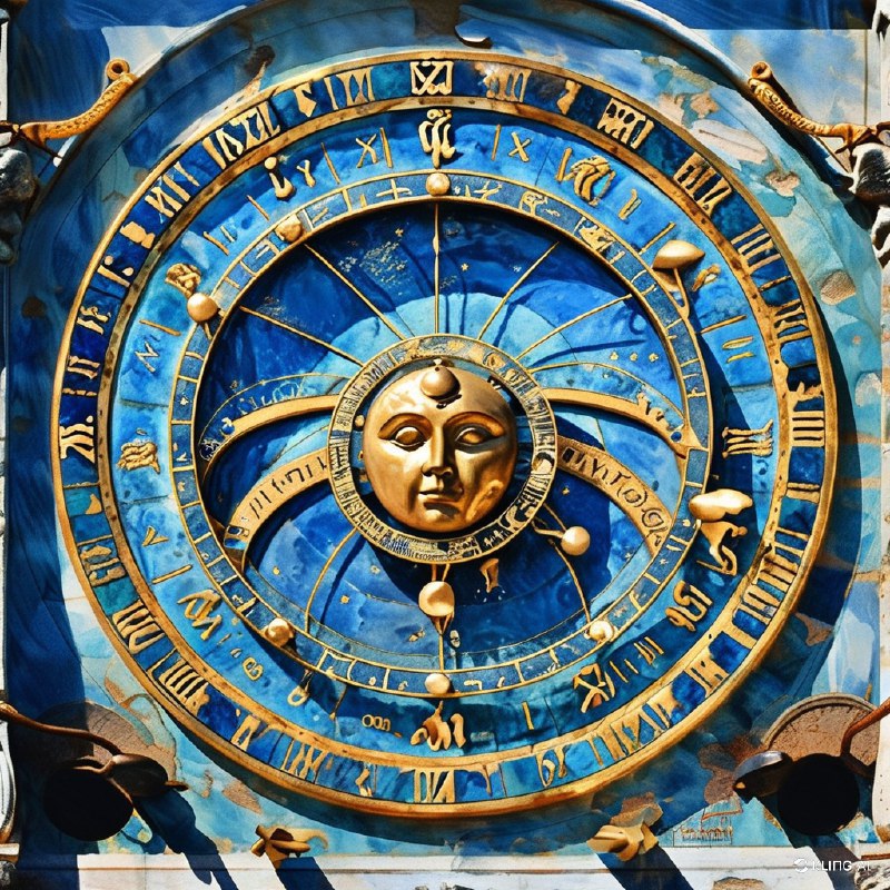 #Bing_Wallpaper威尼斯圣马可钟楼（Torre dell’Orologio）上的天文钟呈现出复杂而迷人的景象，捕捉了时间与天体运转的精髓