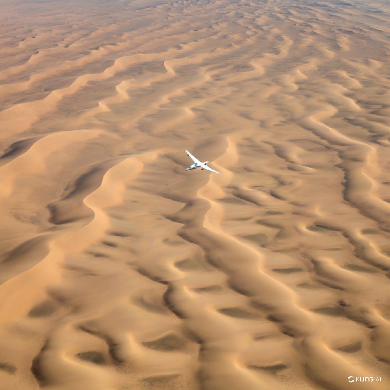 #Bing_Wallpaper“俯瞰广袤的纳米比亚沙漠，这片金色的沙丘延绵不绝，其复杂的纹理与流畅的图案由风塑造