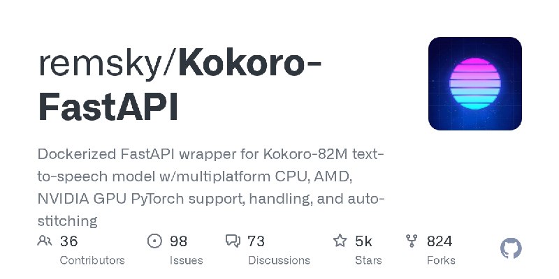 GitHub - remsky/Kokoro-FastAPI: Dockerized FastAPI wrapper for Kokoro-82M text-to-speech model w/multiplatform CPU, AMD, NVIDIA…