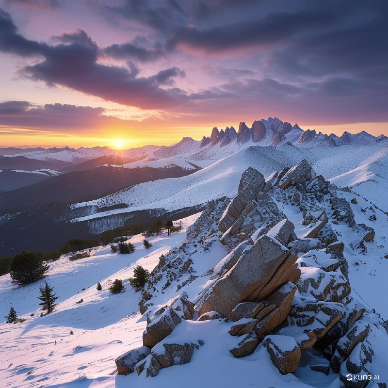 #Bing_Wallpaper壮丽的冬季景色展现在加泰罗尼亚比利牛斯山的科尔德阿雷斯，雪花点缀的起伏山丘与嶙峋的岩石露头映入眼帘