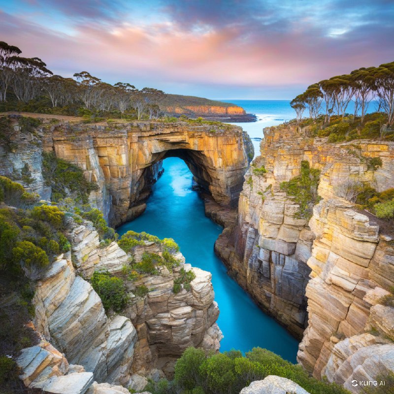 #Bing_Wallpaper令人叹为观止的海边天然拱门，周围是崎岖的悬崖和郁郁葱葱的树木，在壮丽的天空下，澳大利亚塔斯马尼亚州#Bing_Wallpaper令人叹为观止的海边天然拱门，周围是崎岖的悬崖和郁郁葱葱的树木，在壮丽的天空下，澳大利亚塔斯马尼亚州