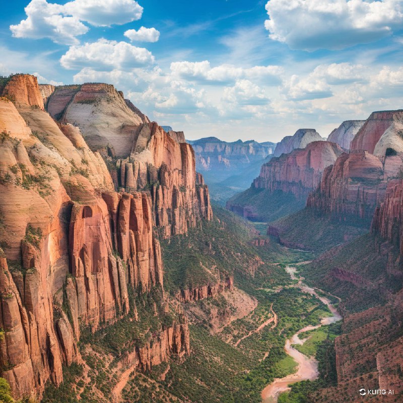 #Bing_Wallpaper“犹他州锡安国家公园雄伟的砂岩悬崖，在温暖的金色阳光下闪耀，巍峨的岩石结构展现出深红、橙色和粉红色的色彩层次