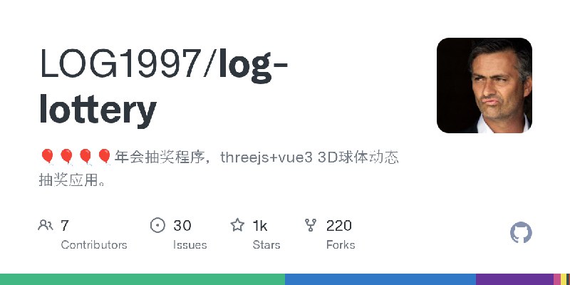 GitHub - LOG1997/log-lottery: 🎈🎈🎈🎈年会抽奖程序，threejs+vue3 3D球体动态抽奖应用。