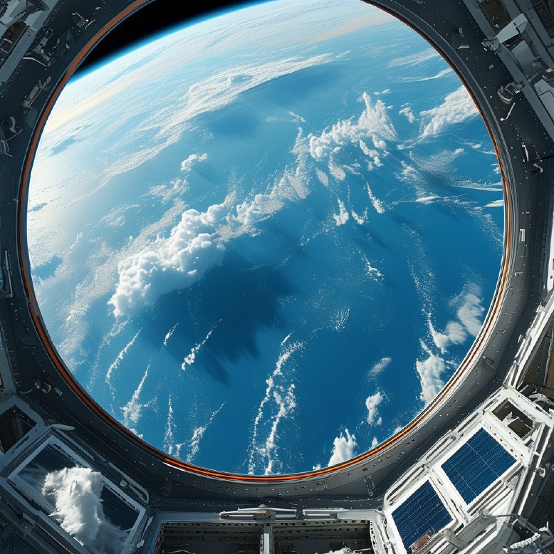 #Bing_Wallpaper从国际空间站穹顶窗口眺望，可以看到南太平洋海洋的鲜艳蓝色，与旋转的白色云层形成鲜明对比，在广阔的地球曲面上展现出迷人的画面