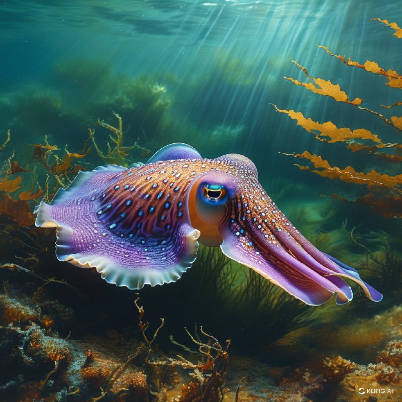 #Bing_Wallpaper在南澳大利亚怀阿拉附近的斯宾塞湾碧绿的水域中，一个超现实的水下场景展现出生命的旺盛景象，一群令人着迷的伞状墨鱼成为焦点