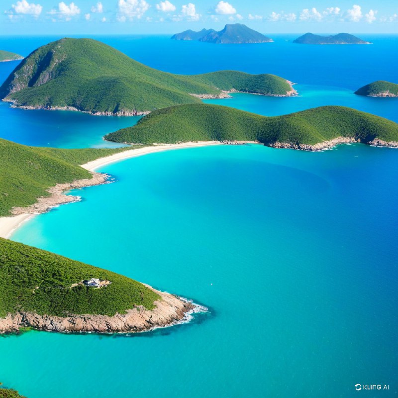 #Bing_Wallpaper自然奇观的蓝色魅力，巴西里约热内卢州的阿拉亚尔多卡博，广阔的海岸线与湛蓝的海水交汇，曲线优美的半岛环抱着明亮的海湾